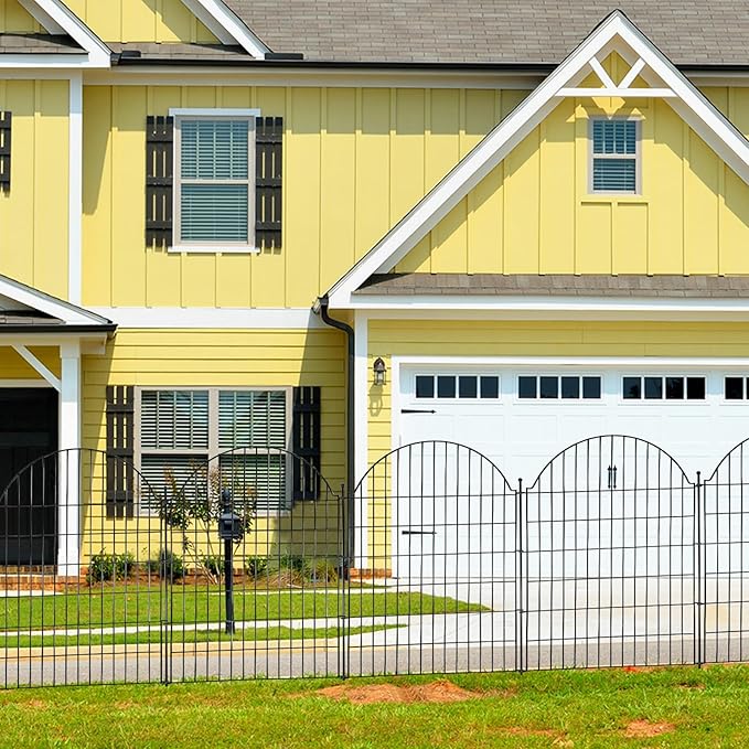 5 Panels Decorative Outdoor Garden Fencing for Yard, 40in (H) x 11.8ft (L) No Dig Animal Barrier Fence, Rustproof Metal Wire Dog Fences Outdoor Panel Border with Temporary Ground Stakes
