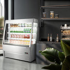 Wilprep Commercial Display Refrigerator, 47" Open Air Merchandiser with 16 cu. ft. Volume LED Lighting Night Curtain, Grab and Go Display Refrigerator Showcase for Store Cafe Bar Shop