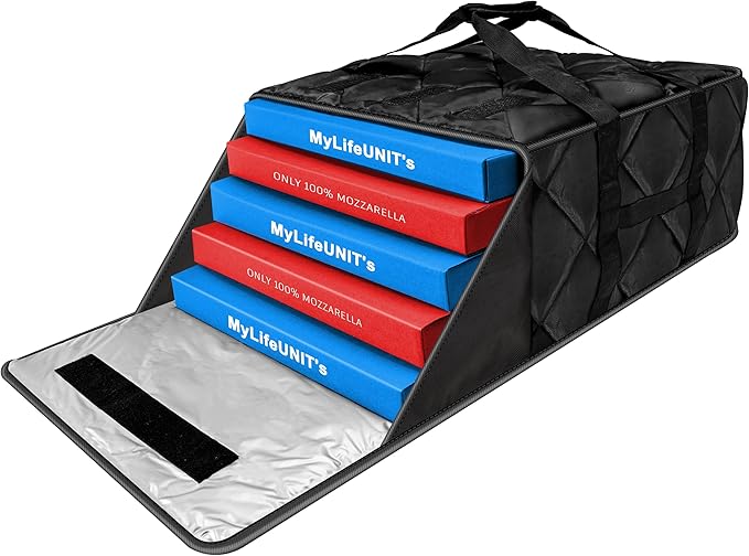 MyLifeUNIT Pizza Bag for Delivery, Thermal Insulated Pizza and Food Delivery Bag, 20" x 20" x 11" Pizza Warmer Bag, Holds 5-6 Large 18" Pizza Boxes, Hot Pizza Carrier Insulated Bags