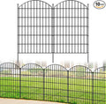 Metal Garden Fence 42in (H) x 23.3ft (L), 10 Panels + 11 Stakes Dog Fence Border Fence Animal Barrier, No Dig Garden Fencing for Yard Flower Bed Lawn Patio Outdoor, CTW4210 Black