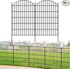 Metal Garden Fence 42in (H) x 23.3ft (L), 10 Panels + 11 Stakes Dog Fence Border Fence Animal Barrier, No Dig Garden Fencing for Yard Flower Bed Lawn Patio Outdoor, CTW4210 Black