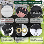 Heavy Duty Patio Furniture Covers Waterproof, 600D Outdoor Furniture Cover Waterproof for Sectional Sofa Couch, Outdoor Dining Table and Chair Set Covers 84''L x 44''W x 28''H, Black