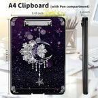 A4 Clipboards,Heavy Duty Waterproof Nursing Plastic Folder Clipboard with Storage Clip Boards,File Folder Storage Box Clipboard Case for Teacher,Doctor,Offices,Moon Star Galaxy Florals