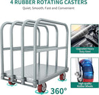 YITAHOME 2-in-1 Steel Panel Truck Cart 2200 LBS, Heavy Duty Platform Truck Carts with 4 Side Handrails, Flatbed Lumber Cart Drywall Carts with 4 Rubber Swivel Casters for Loading and Storage
