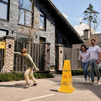 10 Pack Slow Down Kids at Play Cones 26.38 Inch Slow Kid at Play Safety Signs for Street Four Side Visibility Floor Standing Yellow Traffic Cone for Lawn, School, Yard, Gymnasium, Playground