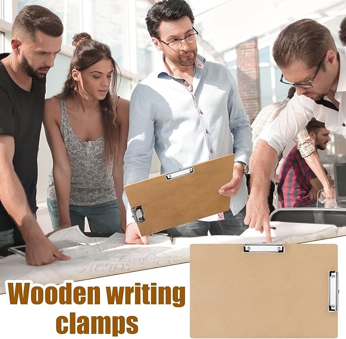 Henoyso 16 Pcs 11x17 Clipboard Wooden Lap Board with Low Profile Clip Brown Double Landscape Clip Hardboard Drawing Board Landscape Horizontal Large Clipboard for Desk Paper Sketching Art Supplies
