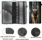 Car Registration and Insurance Holder,Leather Vehicle Glove Box Organizer Wallet for Document,Perfect for any Car,Truck,Motorcycle,Driver License,Trailer or Boat,Men & Women,Wolves Howling Wild