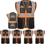 Custom Safety Vest with Logo Pockets High Visibility Reflective Vests Construction Security Workwear