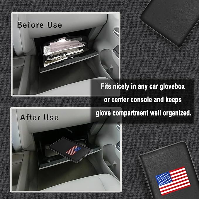 Car Insurance and Registration Card Holder | for BMW Ford Tesla Cadillac All Cars | Store Cards, ID License & Essential Documents | Premium Leather with Magnetic Closure