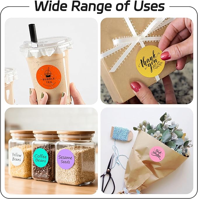 2 inch Dot Stickers Labels Circle Garage Sale Sticker 750Pcs Round Thermal Printer Stickers Printable Writable Price Labels for Yard Sale, Fluorescent Orange