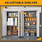 Greenvelly Metal Garage Storage Cabinet with 2 Doors and 4 Adjustable Shelves, 72”H Steel Lockable Storage Cabinet,Tall Metal Cabinet Locking File Cabinet for Office,Home, Garage, Gym, School