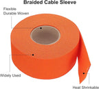 MECCANIXITY Braided Cable Sleeves Heat Shrinkable Fabric Sleeving, 1 9/16" 40ft Orange 2:1 Ratio Heat Shrinkable Cord Protector for Harness Cable, Network Cable Protection, Cable Management