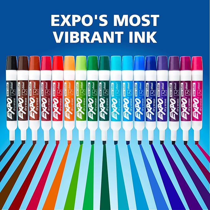 Expo Low Odor Dry Erase Markers Assorted Colors Chisel Tip - Pack of 16