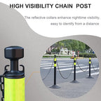 OrangeStar 6 Packs Traffic Delineator Post Cones, 40" Safety Barrier with 6.6 Ft Link Plastic Chains, Crowd Control Stanchion Sets w/Rubber Base for Parking Lot, Road Work, Queue Management, Black