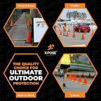 Xpose Safety 18 Inch Orange Traffic Cones, 24-Pack - Multipurpose PVC Plastic Safety Cone for Parking, Soccer, Caution, Kids and Construction - DOT Approved