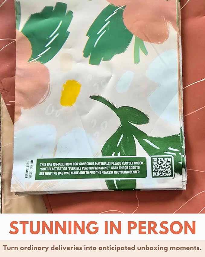 Poly Mailers 6x9-25 Pack Biodegradable Shipping Bags for Stationery and Small Accessories - Impack Self-Seal Waterproof Thick Mailing Envelope for Small Items - Pastel Petals