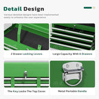 Greenvelly Tool Chest, 8-Drawer Rolling Tool Chest with Hooks and Lockable Wheels,Metal Storage Detachable Top Tool Box with Lockable Wheels for Garage,Workshop,Art Studio(Green)