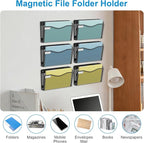 Magnetic Wall File Holder 3-Pack - Mesh Organizer with Strong Magnets for Office, Home & School - Space Saving Black Document Organizer