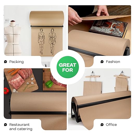 Brown Kraft Paper Jumbo Roll 18" x 14400" (1200 ft) with Dispenser – USA-Made Natural Kraft Paper 30lb Thickness for Packing, Wrapping, Void Filling, Kids' Arts, DIY & School Projects by IDL Packaging