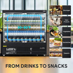 WILPREP Commercial Display Refrigerator, 76" Open Air Merchandiser with 46.9 cu. ft. Volume LED Lighting Night Curtain, Grab and Go Display Refrigerator Showcase for Store Cafe Bar Shop