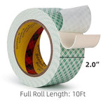 3M Double Sided Foam Tape 2.0"×10Ft 1 Pack White Double Coated Urethane Strong Adhesion Polyurethane Tape for Bonding Attaching Mounting Interior Signage Nameplates DIY Card