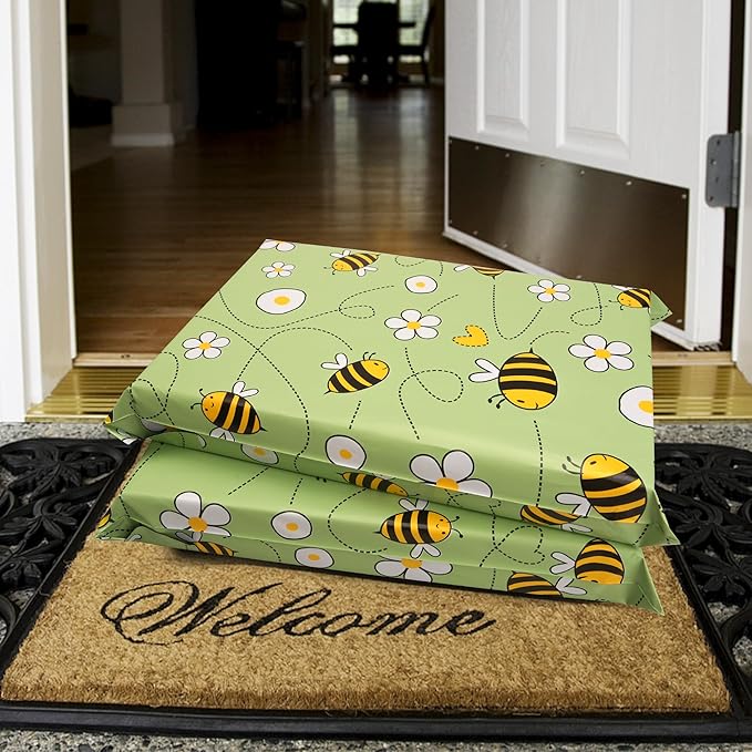 Poly Mailers 10x13 Inch 100 Pcs - Bee printed Shipping Bags, 2.4mil Thickness, Waterproof and Tear Resistant Mailing Envelopes, Self-Sealing Packaging Bags for Small Business