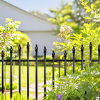 Metal Garden Fence 26" H x 24" W (5 Panels, 10 Ft Total) Rustproof Animal Barrier No Dig Decorative Fencing for Dogs,Pet, Yard,& Patio, Easy Installation