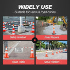 RoadHero 4 Pack 4 FT to 6.9 FT Retractable Cone Bar, Expandable Traffic Cone Bars for Parking Lots, Extendable Barricade for Road Construction, White and Red, Cone Not Included