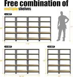 PrimeZone Storage Shelves 5 Tier Adjustable Garage Storage Shelving, Heavy Duty Metal Storage Utility Rack Shelf Unit for Warehouse Pantry Closet Kitchen, 28" x 12" x 59", Black, 6 Packs