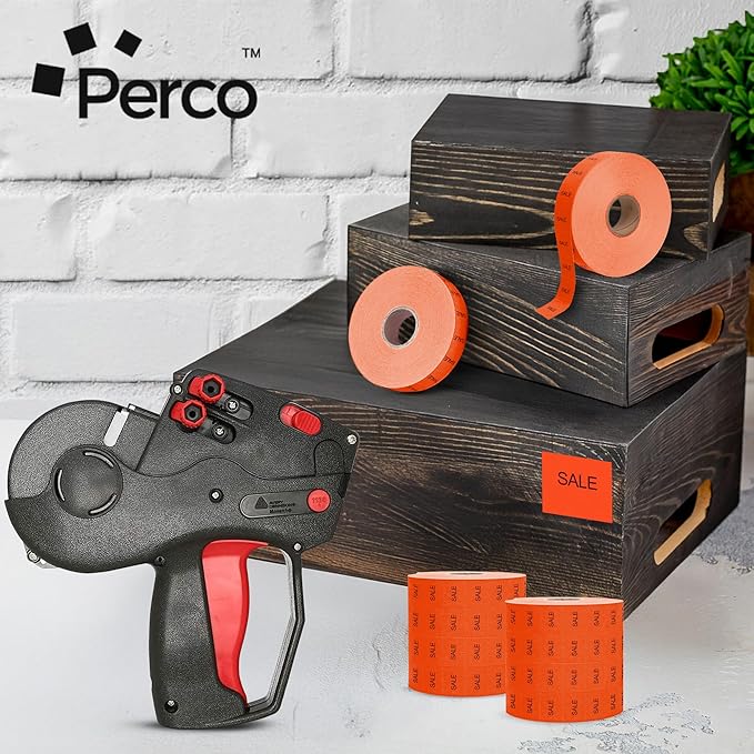 Perco Red Sale Pricing Labels for Monarch 1136 Price Gun – 3 Sleeves, 24 Rolls Value Pack - 42,000 Price Marking Labels – with Ink Rolls Included