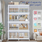 160Gal Stackable Storage Bins with Lid, 640Qt Extra Large Collapsible Storage Box with Wheels, Dividers, Folding Plastic Cabinet Closet Organizers for Home Kitchen Office Dorm, 4Pack White