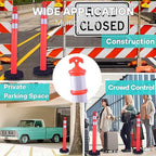 3PACK BESEA Traffic Delineator Cone 42”High Orange Traffic Safety Delineator Cones with Heavy Duty Rubber Base for Construction Site, Road Parking, People Control in Public(3PACK)
