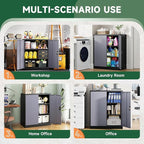 Letaya Metal Storage Cabinets with Lock Door,2 Adjustable Shelves Organizer Steel Storage Cabinets for Home,Office,Warehouse,Garage,Employee Lockers(Black Gray)