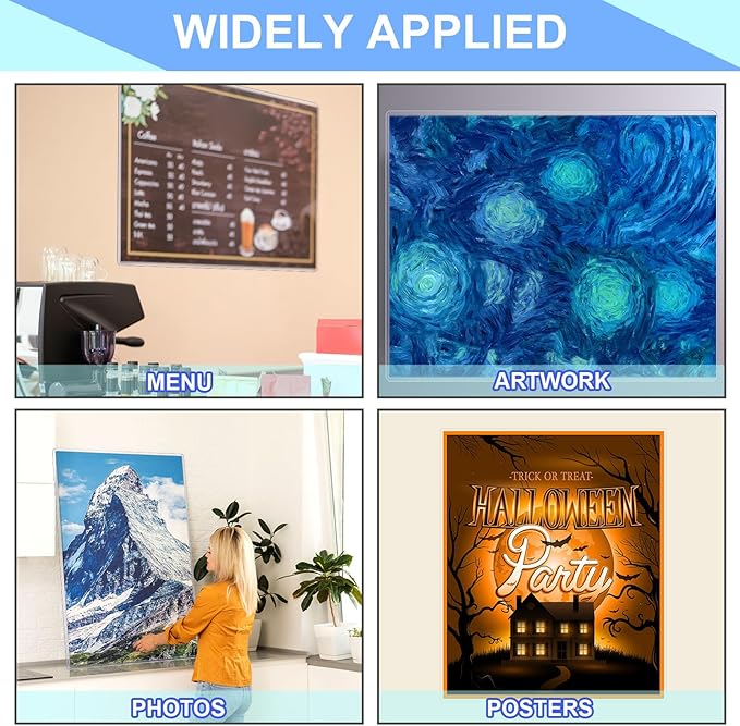 Sherr 2 Pcs Rigid Print Protectors Fit 24 x 36 Inch Poster Paper, Top Loading Page Protectors Plastic Poster Sleeves PVC Clear Sheet Holder to Display Photo Document Magazine Certificate