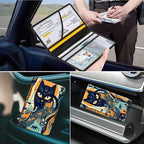 Car Registration and Insurance Holder, Leather Car Glove Box Organizer, Cool Car Accessories for ID, Driver's License Cards & Essential Document,business cards,Men&Women,Black Cat