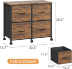 4 Drawer Lateral File Cabinet, Mobile Filing Cabinet for Large Printer, Home Office Functional Small Office Storage Cabinet & Printer Stand, Fits Letter/A4, 30.4'', Rustic Brown