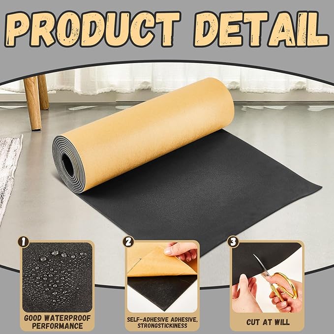 Pangda 1 Piece 78 x 24 x 1/2 Inch Extra Large Marine Foam Roll Closed Cell Rubber with Adhesive Insulation Sheets Lightweight Single Sided Tape Water Weather Resistant for Craft