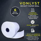 Receipt Paper Roll 3 1/8 x 230 for Square Register and Square POS System connected to Star Micronics Thermal Printer (Pack 06 rolls)