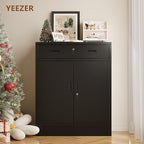 Metal Storage Cabinet, 36 Inch Tall Metal Storage Cabinet with Doors and Shelves, Pantry Cabinets with Drawer for Kitchen Storage, Garage Cabinet for Living, Dining Room, Assemble Required.