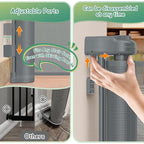 200'' Retractable Baby Gates Extra Wide,34" Tall Retractable Dog Gate for Doorways, Stairs, Hallways, Decks, Garage,16 FT Indoor/Outdoor Grey Retractable Gate with Fiberglass Reinforcement Rods