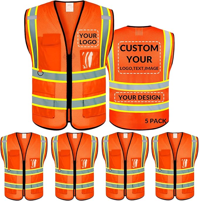 BeautyWill Custom Safety Vest Logo Class 2 High Visibility Reflevtive Vest Outdoor Protective Workwear