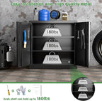Metal Storage Cabinet with Lock, Lockable Metal Garage Cabinet with Pegboards and Hooks for Garage,Warehouse,Home,Office, Assembly Required,Black