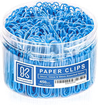 450 Blue Color Paper Clips Assorted Sizes Small, Medium and Large Paper Clips for Paperwork Ideal for Home, School and Office Use (Assorted, Blue)