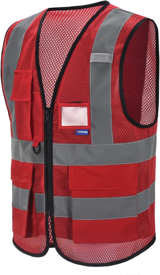 A-SAFETY Big and Tall Red Reflective Safety Vest 4XL 5XL