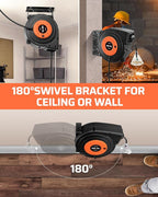DEWENWILS Retractable Extension Cord Reel, 40 FT Heavy Duty Power Cord, 12AWG/3C SJTOW, 3 Grounded Outlets Lighted Triple Tap, 15 Amp Circuit Breaker, UL Listed