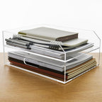2 Tier Paper Organizer Letter Tray - Acrylic Tray Organizer for Desk, Paper Sorter Organizer for Letter/A4 Office File Folder Holder - Crystal-Clear File Organizer
