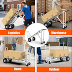 3in1 Convertible Hand Truck Dolly Cart, 880 lb Aluminum Hand Trucks Heavy Duty Furniture Appliance Dolly W/10 Wheels,Utility Cart for Transport & Moving Office, Home & Warehouse Use (Silver)