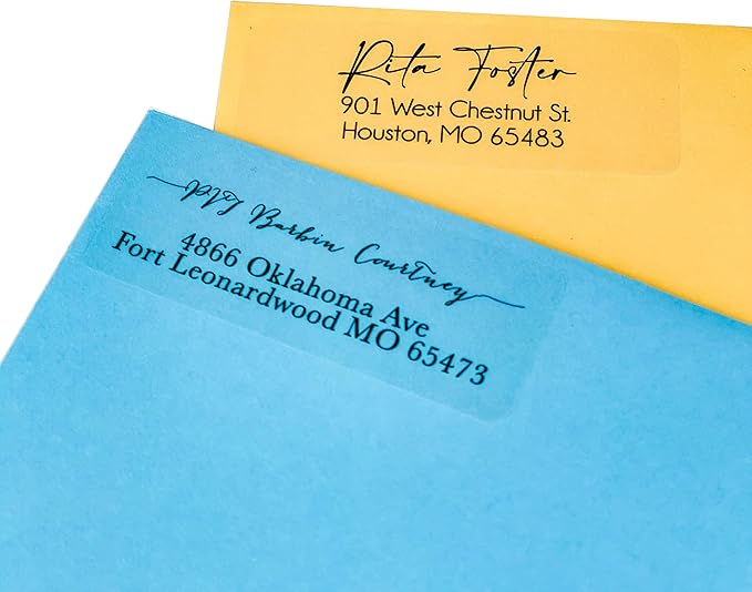 Return Address Labels Personalized, 1 Sheet = 30 Labels, 2.6"L x 1"H - Matte Finish Personalized Address Labels - Return Labels Personalize Self Adhesive - Custom Address Labels (Modern, Clear)