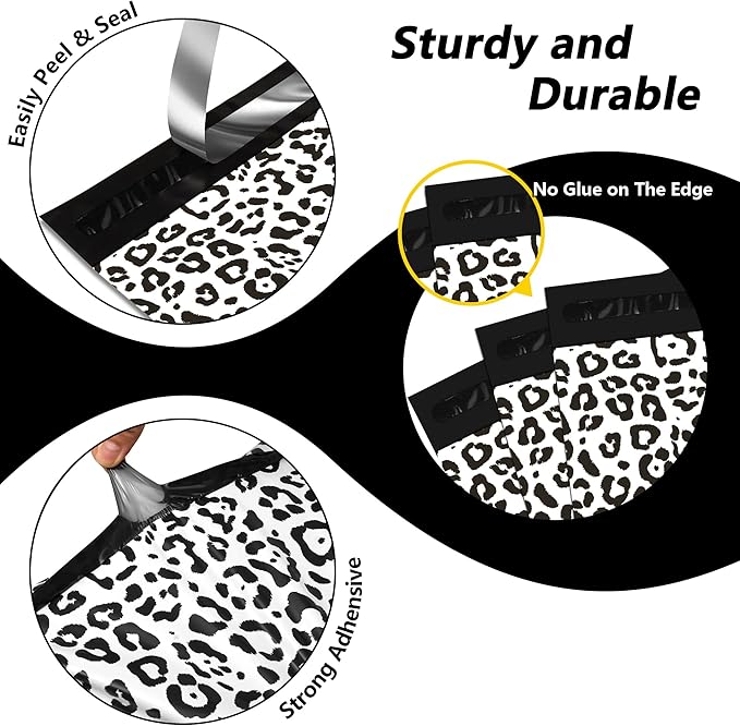 Poly Mailers 10x13 Inch 100 Pcs - Leopard Printed Shipping Bags, 2.4mil Thickness, Waterproof and Tear Resistant Mailing Envelopes, Self-Sealing Packaging Bags for Small Business