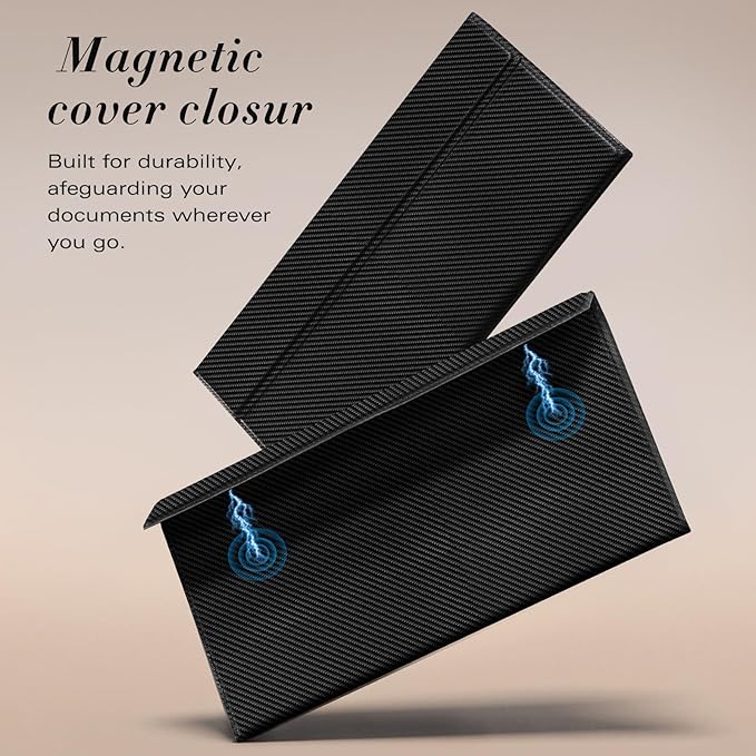 CoBak Leather Car Registration and Insurance Holder with Magnetic Compartment - Vehicle Glove Box Organizer for Driver License, Cards, Emergency Cash - Auto Truck Accessories Case, Carbon Fiber Black